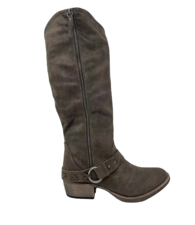 Tall Zippered Boots with Buckle