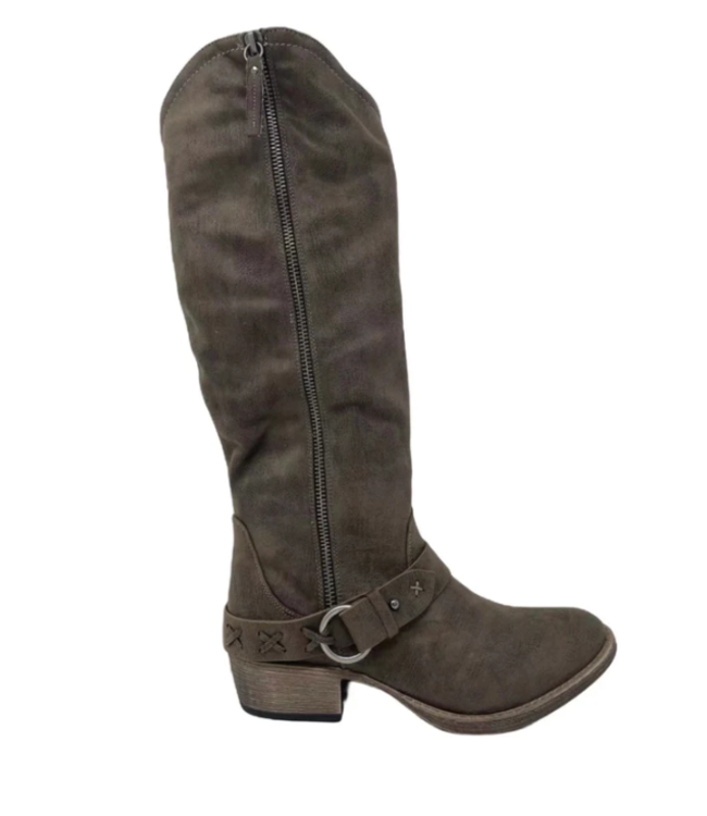 Tall Zippered Boots with Buckle - Gypsy River Apparel