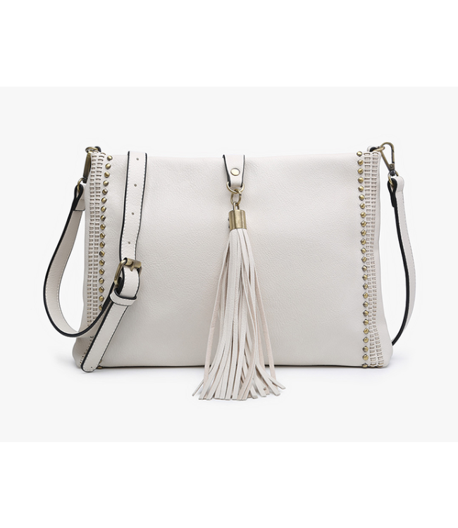 Jen & Co Marie Crossbody w/ Grommet Details and Foldover Tassel