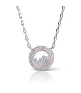 Amanda Blu Silver Open Ring of Loose CZ Necklace