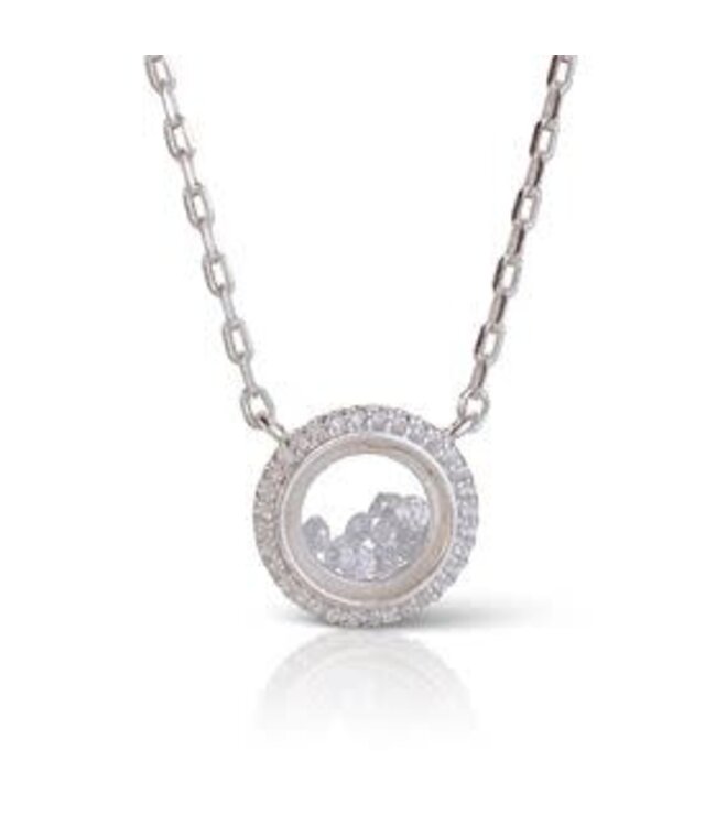 Silver Open Ring of Loose CZ Necklace