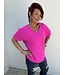 Reg/Curvy Solid v-neck Top Featuring Asymmetric Rounded Hem Detail.