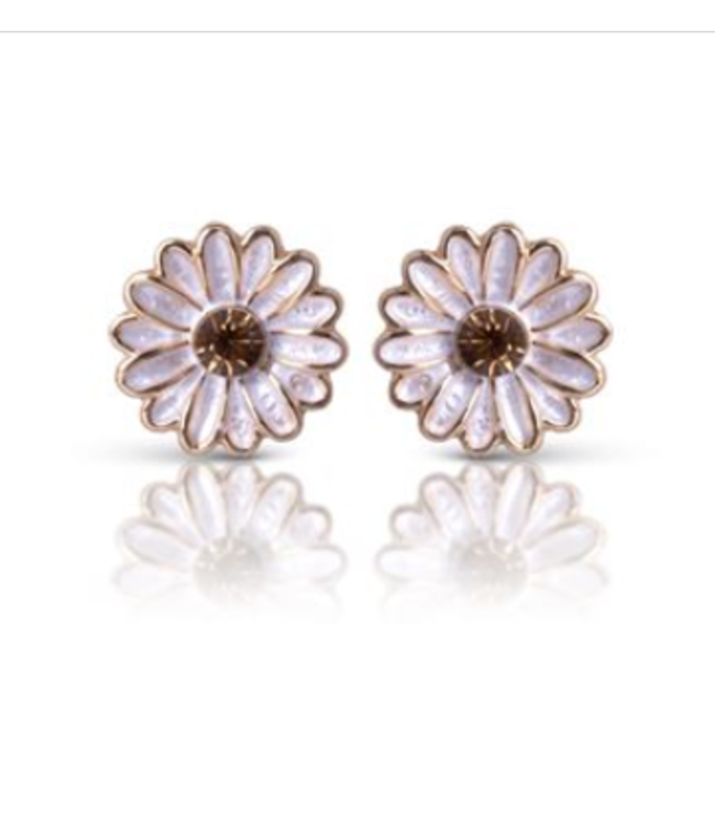 Dainty Enameled CZ Flower Earrings