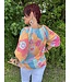 Umgee Reg/Curvy Floral Print V-Notched Neck Balloon Sleeve Top