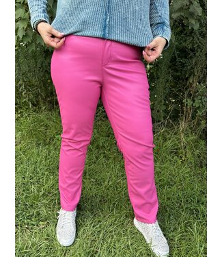 Judy Blue Jeans  Plus Size Hot Pink Faux Leather Tummy Control