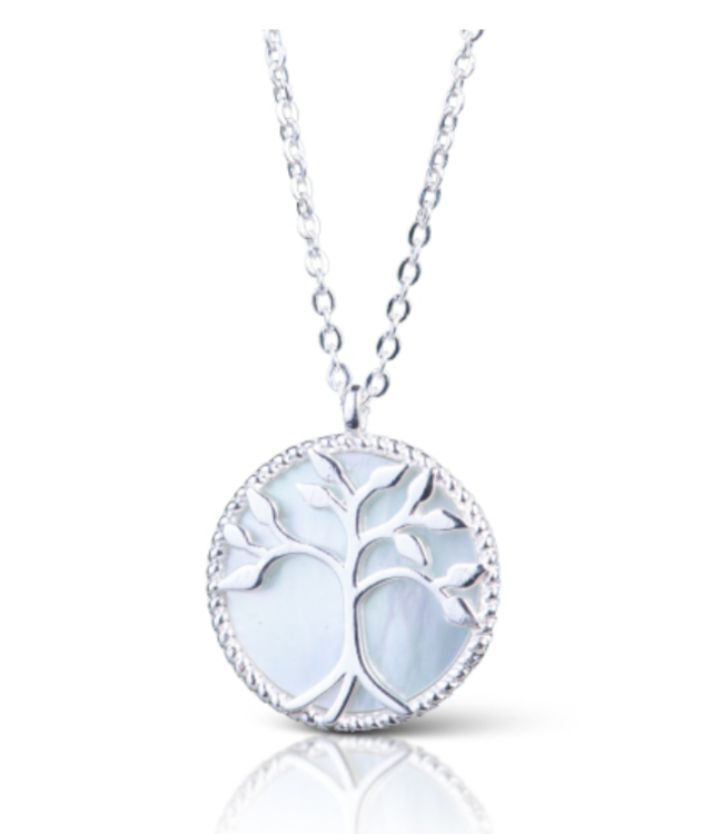 Mother of Pearl Tree Silver Necklace
