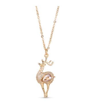 Amanda Blu Gold Clear Reindeer Necklace