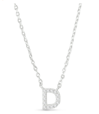 Amanda Blu Silver CZ Initial Necklace-D