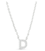 Silver CZ Initial Necklace-D