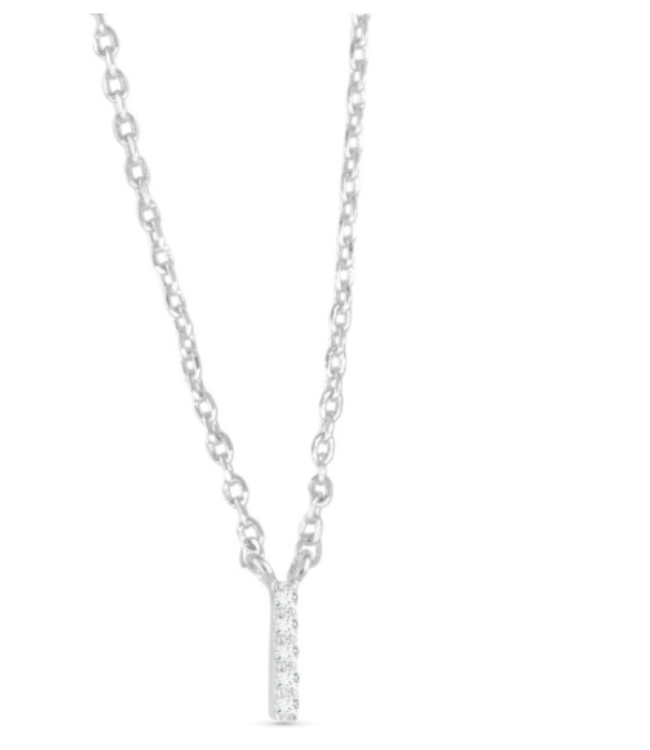Silver CZ Initial Necklace-I