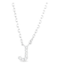 Silver CZ Initial Necklace-J