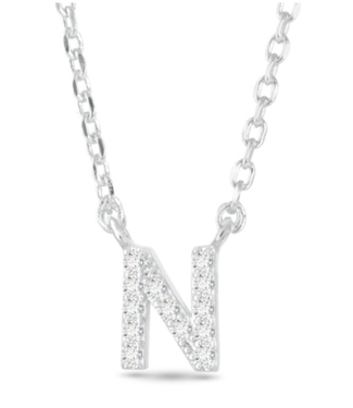 Amanda Blu Silver CZ Initial Necklace-M