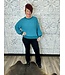 Reg/Curvy Puff Sleeve Boat Neck Sweater with Ribbed Hem and Cuff