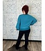 Reg/Curvy Puff Sleeve Boat Neck Sweater with Ribbed Hem and Cuff