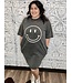 Short Sleeve Mineral Wash Mini Dress with Happy Face Print