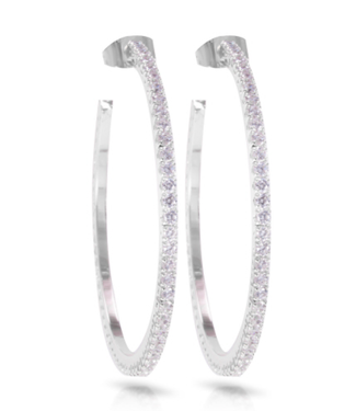 Amanda Blu Rhodium Silver CZ Hoop Earrings