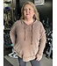 Mineral Wash 3 Button Waffle Knit Hoodie with Long Sleeves and Side Pockets Top