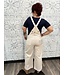 Twill Overalls With Floral Print and Crochet Patch Pockets