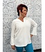 First Love Reg/Curvy Split Neckline Top with Pleated Cuffed 3/4 Sleeves