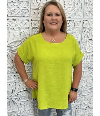 Entro Reg/Curvy Scoop-Neck Top featuring a Rolled Sleeve detail