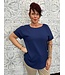 Reg/Curvy Woven Boatneck Short Rolled Sleeve Top