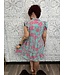 Floral Print A-Line Collared Tiered Dress with Short Flutter Sleeves