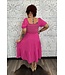 Reg/Curvy Puff Sleeve Square Neck Smock Bodice Tiered Midi Dress with Embroidered Detail