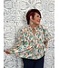 3/4 Sleeve Smock Front Top with Leaf Print