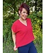 Reg/Curvy Textured Top with V-neck and Dolman Sleeves
