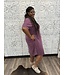 Reg/Curvy Modal Pique Collared Knit Jersey Midi Dress with Roll Up Short Sleeve