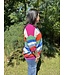 Half Sleeve Vibrant Multi Color Stripe Button Front Cardigan