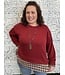 Reg/Curvy French Terry Knit Sweatshirt top with Plaid Contrast