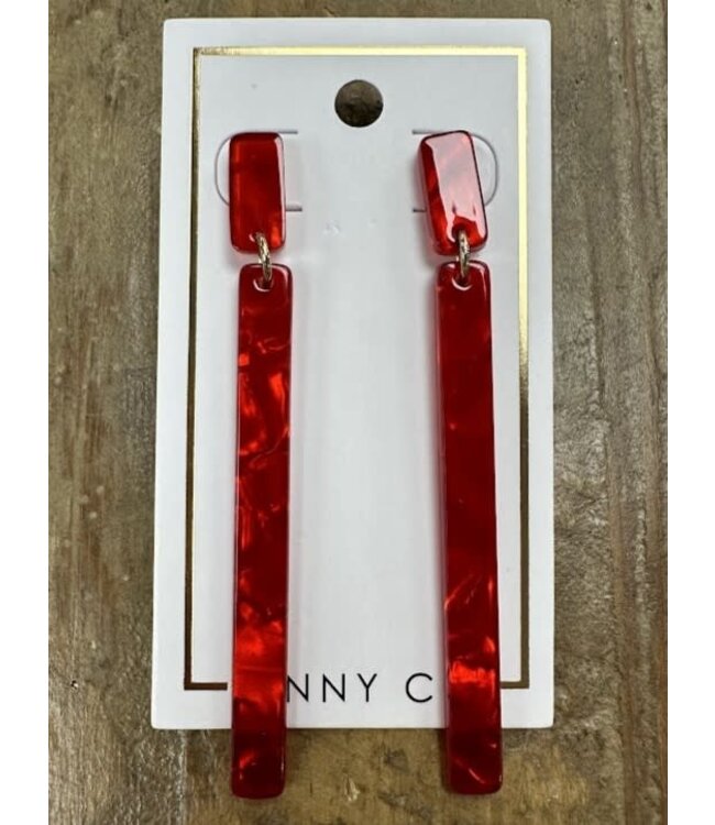 Linny & Co Red Bar Earrings