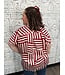 Reg/Curvy Crimson Stripe V-Neck Top with Side Slits