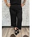 Ribbed Crop Wide Leg Pant with Contrast Stitch Trim and Pockets