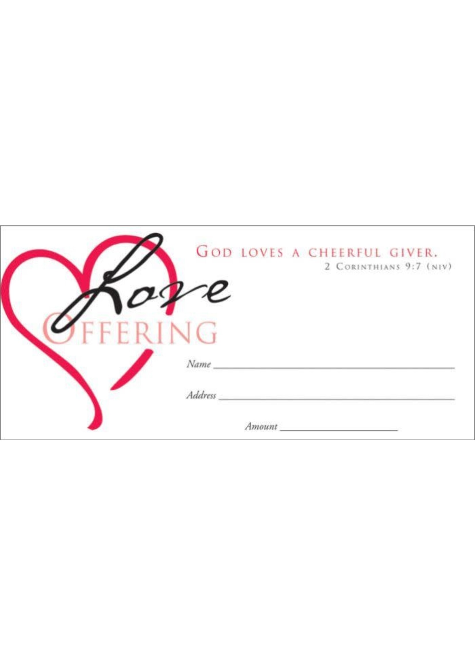Offering Envelope-Love Offering (Heart) (Pack Of /100)
