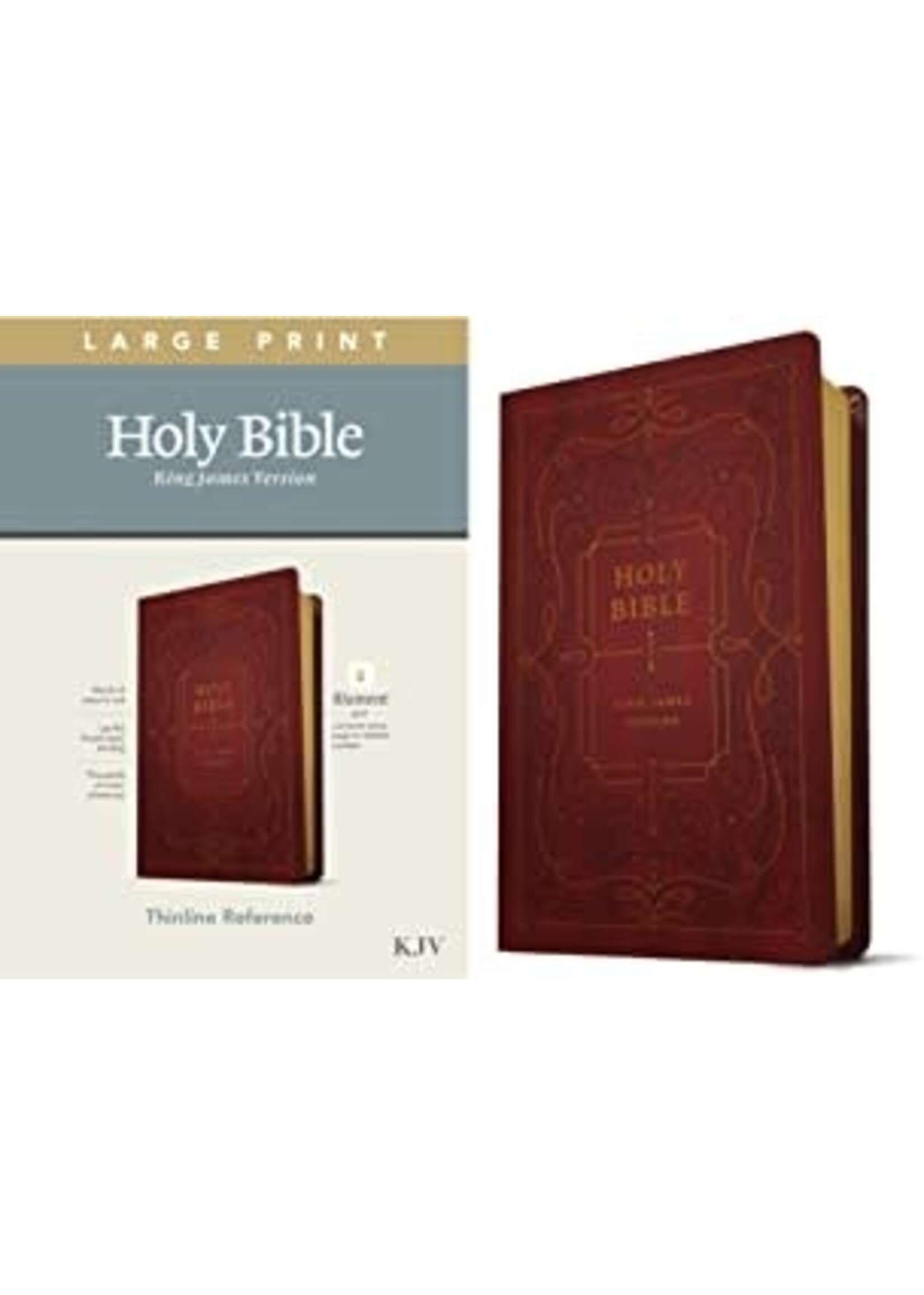 KJV Large Print Thinline Reference Holy Bible (Red Letter, LeatherLike, Ornate Burgundy)