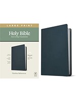 NLT Bible Filament Large Print Thinline Reference Navy Blue Genuine Leather