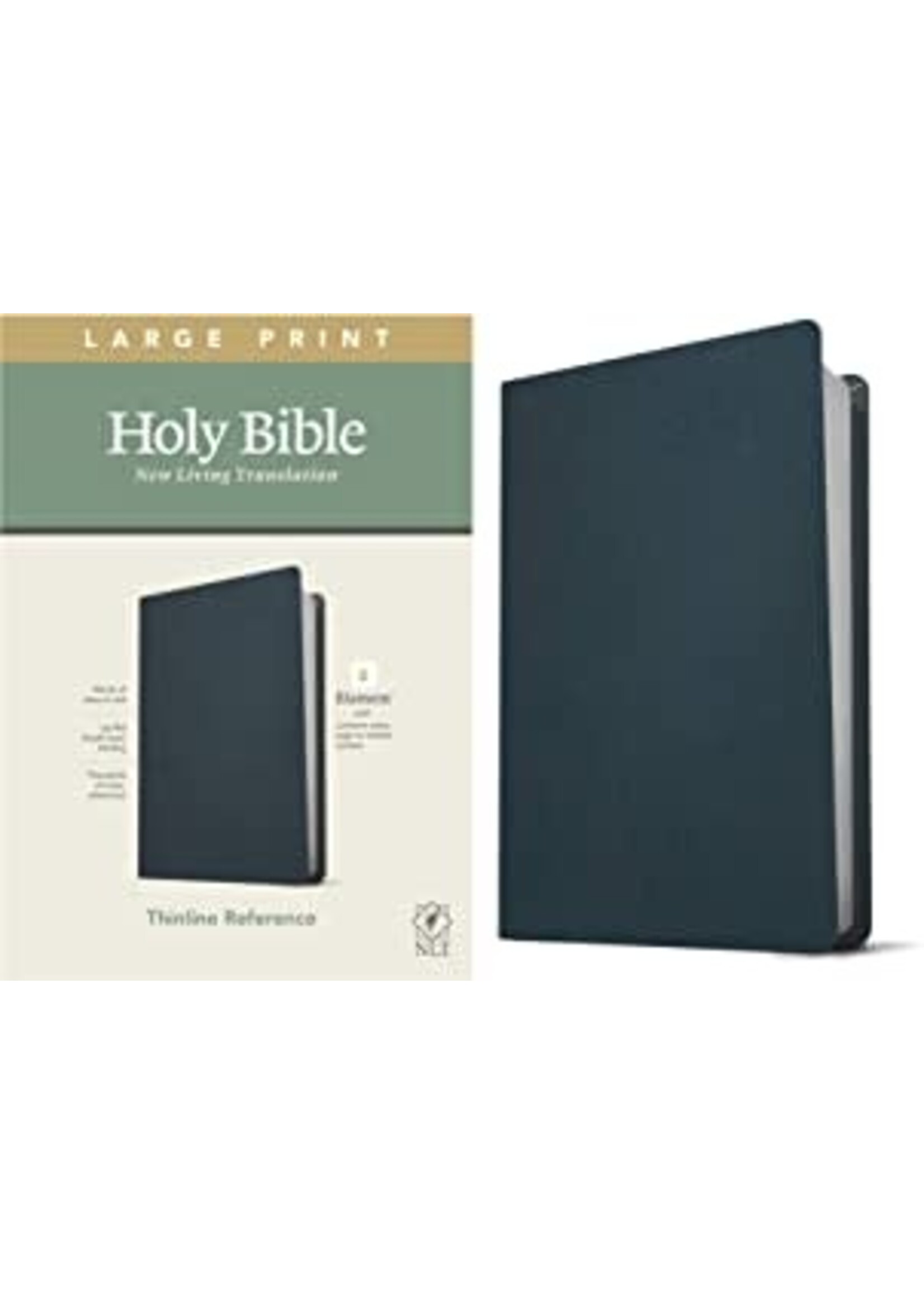 NLT Bible Filament Large Print Thinline Reference Navy Blue Genuine Leather