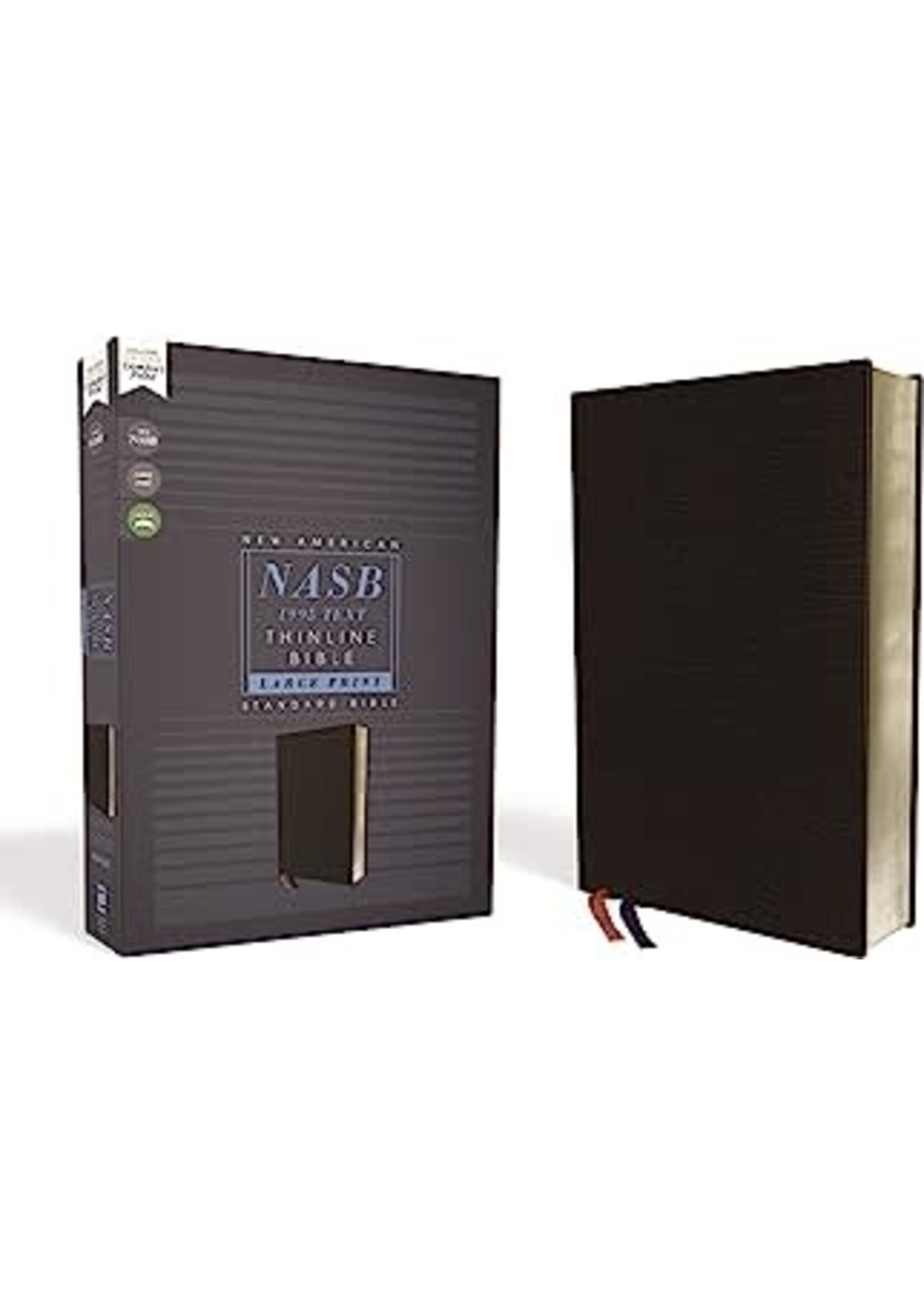 NASB, Thinline Bible, Large Print, Bonded Leather, Black, Red Letter Edition, 1995 Text, Comfort Print