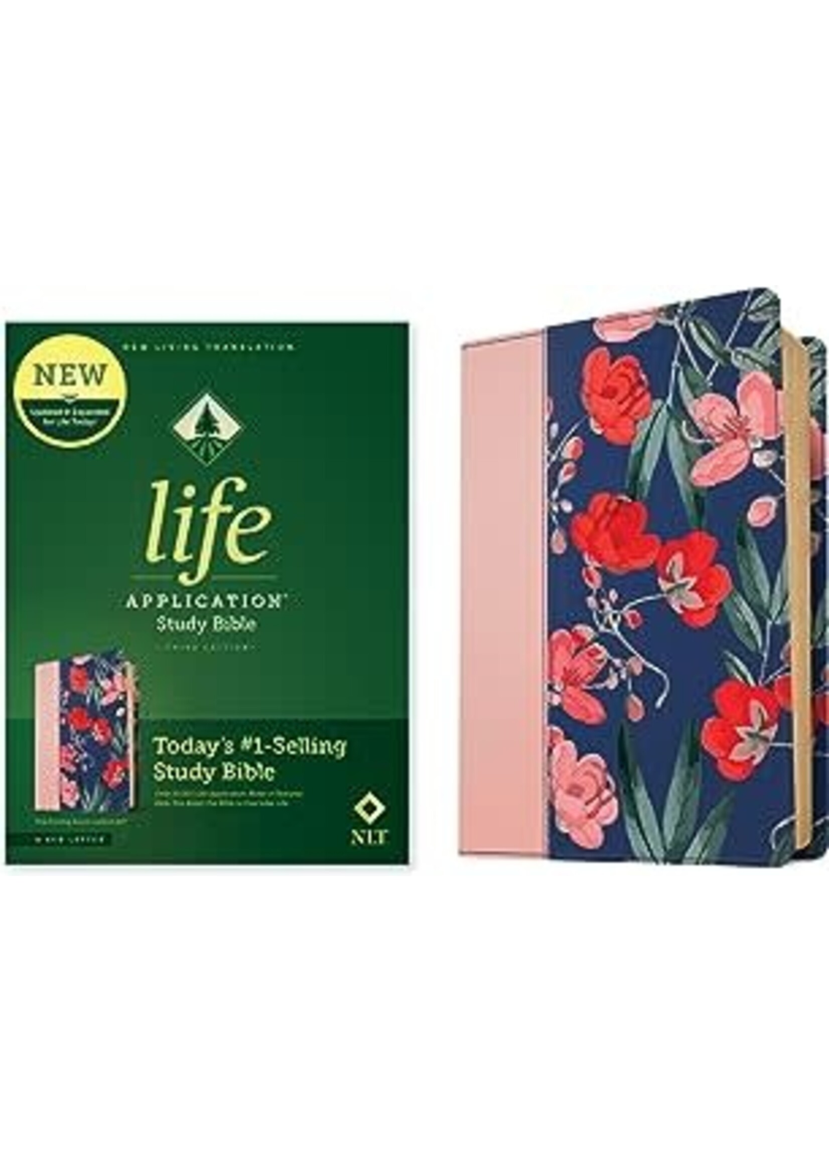 NLT Life Application Study Bible LeatherLike Pink Evening Bloom