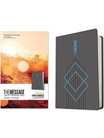 The Message Deluxe Gift Bible-Charcoal Ascension & Blue Diamonds Leather-look