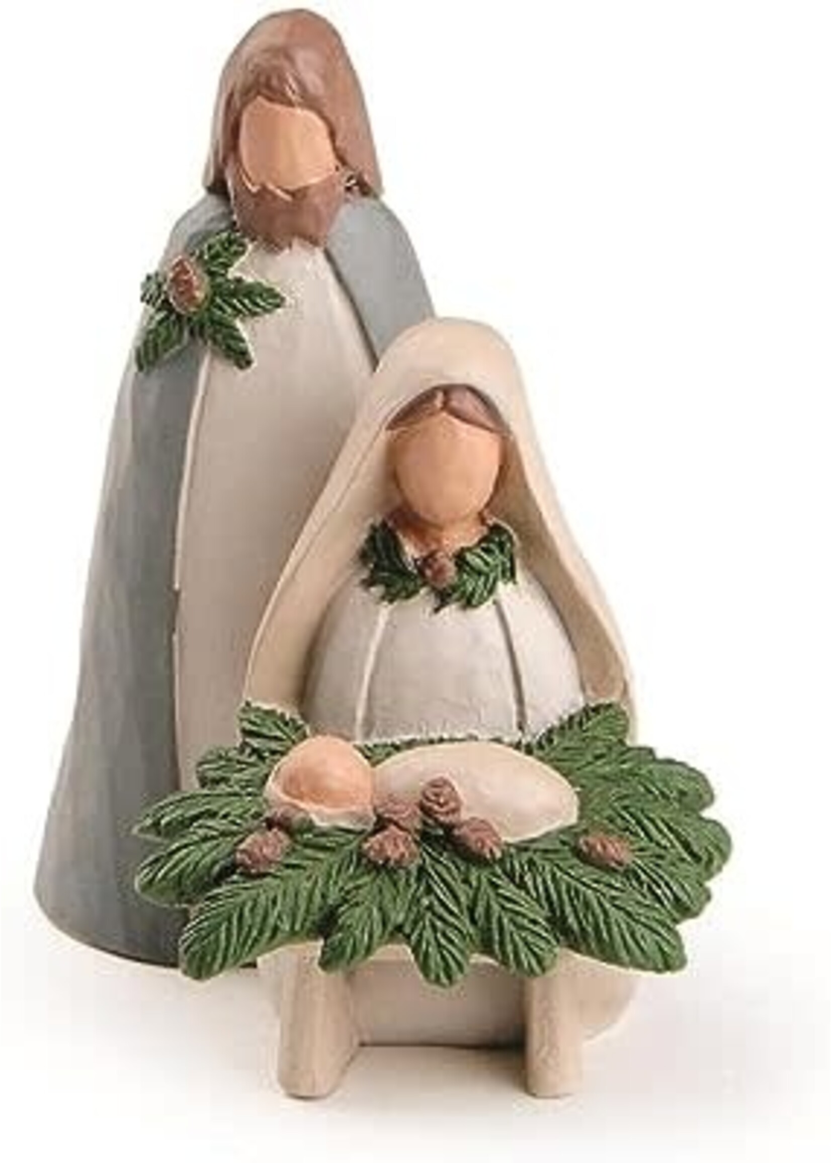Nativity with Christmas Greens Figurine