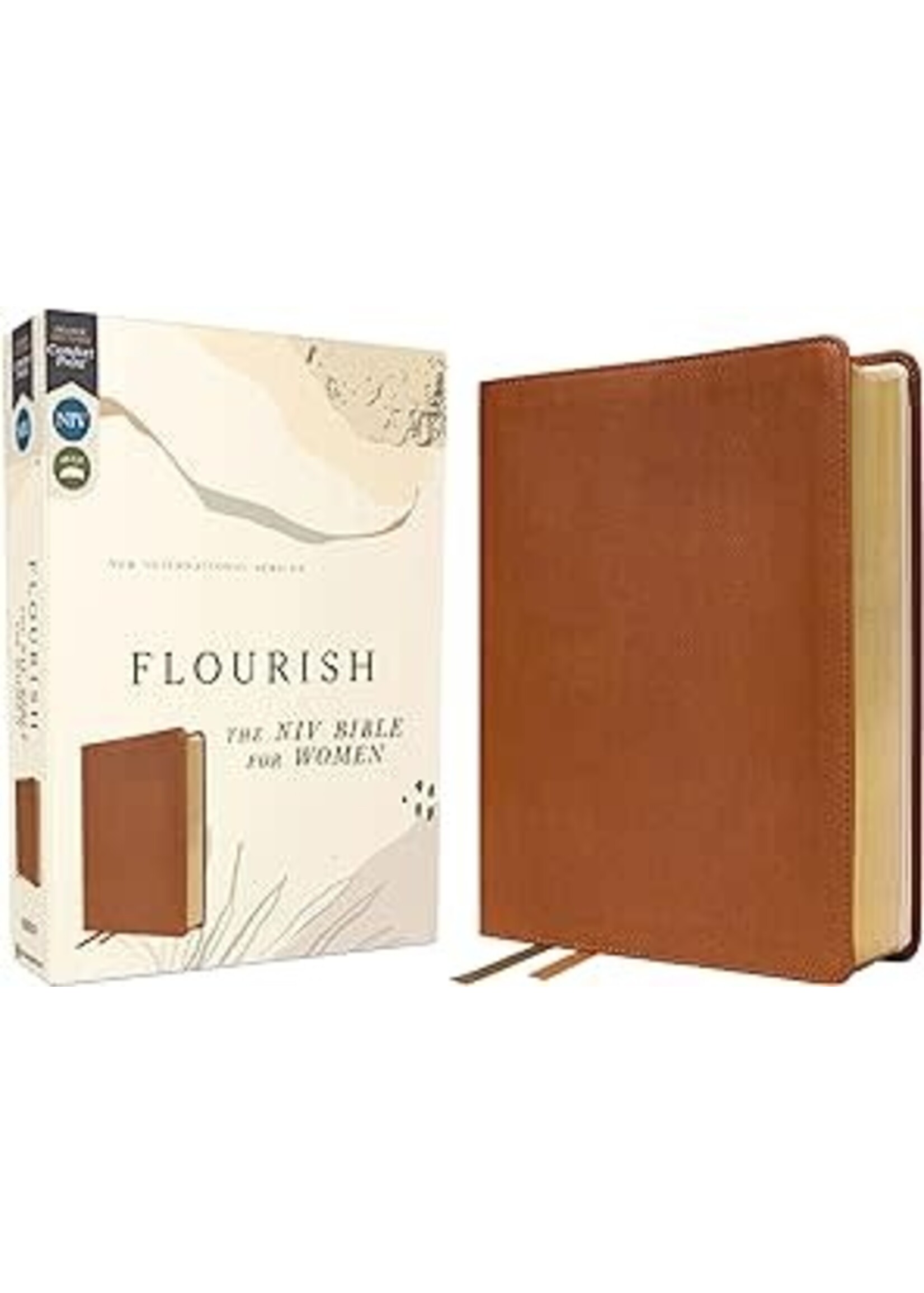 NIV Flourish: The NIV Bible For Women (Comfort Print)-Brown Leathersoft