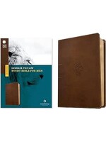 NLT Courage For Life Study Bible For Men Filament-Enabled-Rustic Brown Lion LeatherLike