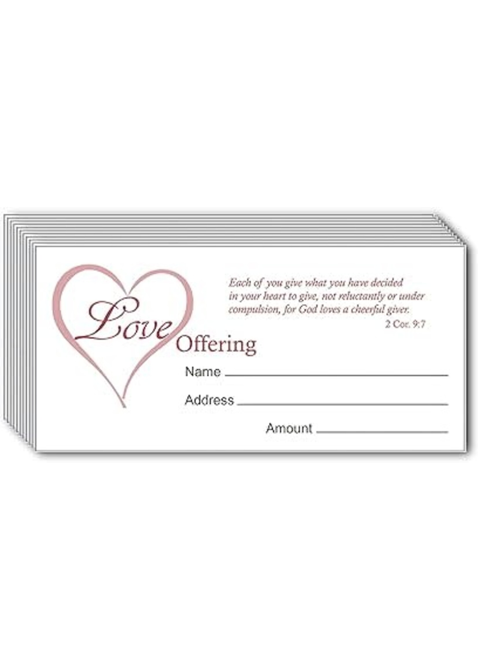 Offering Envelope-Love Offering (2 Cor 9:7) (Pack Of 100)