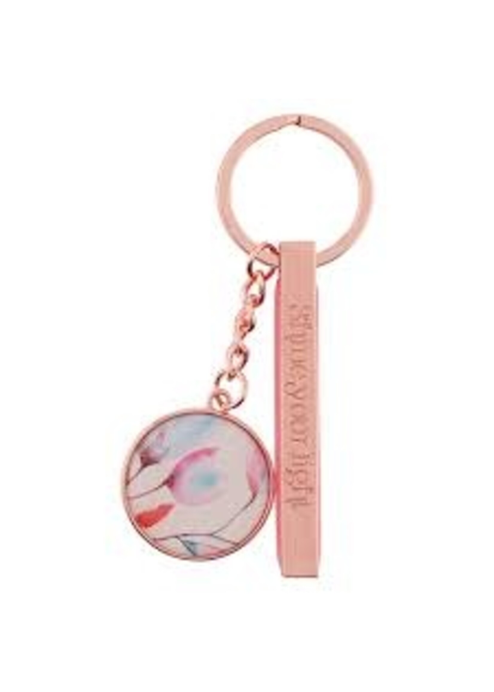 Keyring in Tin-Pink Petals/Shine Your Light