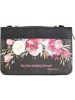 Bible Cover-His Love Endures Forever-XLG-Black/Floral
