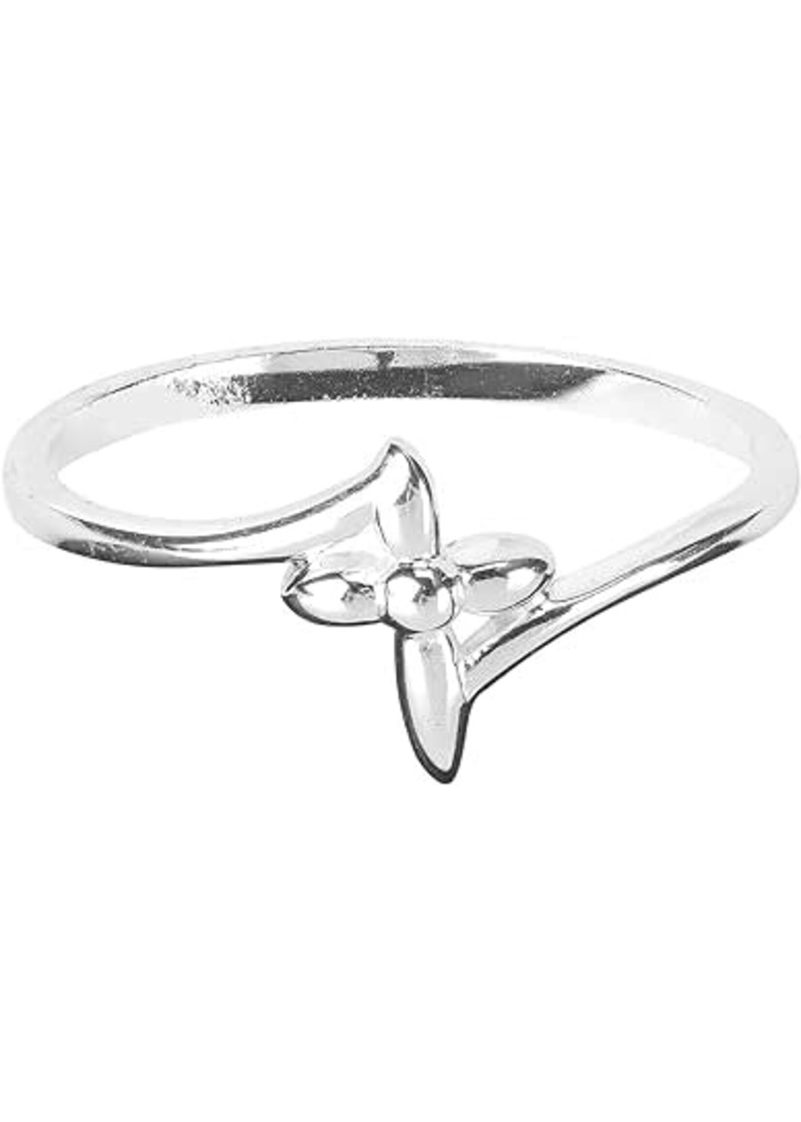 Ring Petal Cross Open Band Silver Size 8