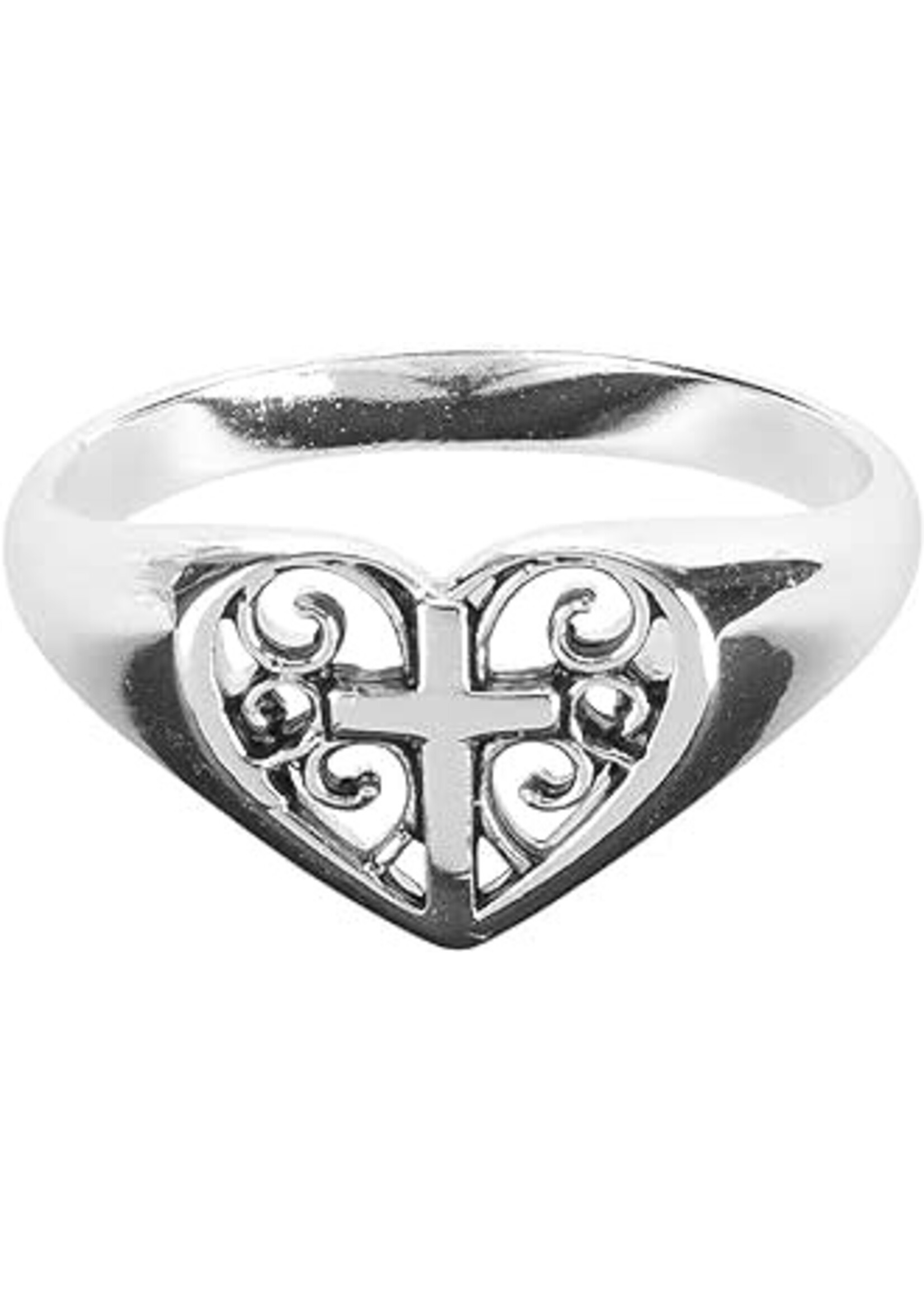 Filigree Heart/cross ring